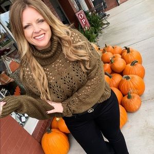 Olive knit crop sweater